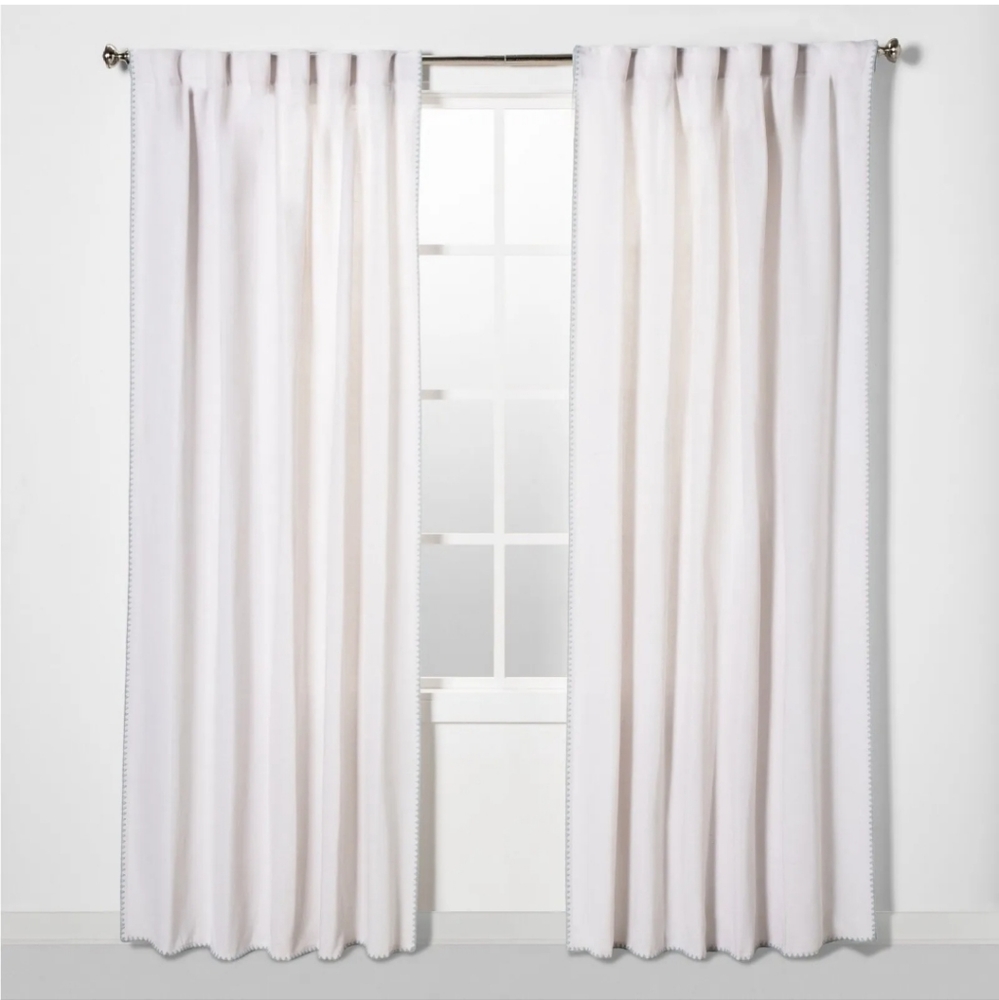 Threshold Stitched Edge Light Filtering Curtain 1 Panel Natural White 108” 54"